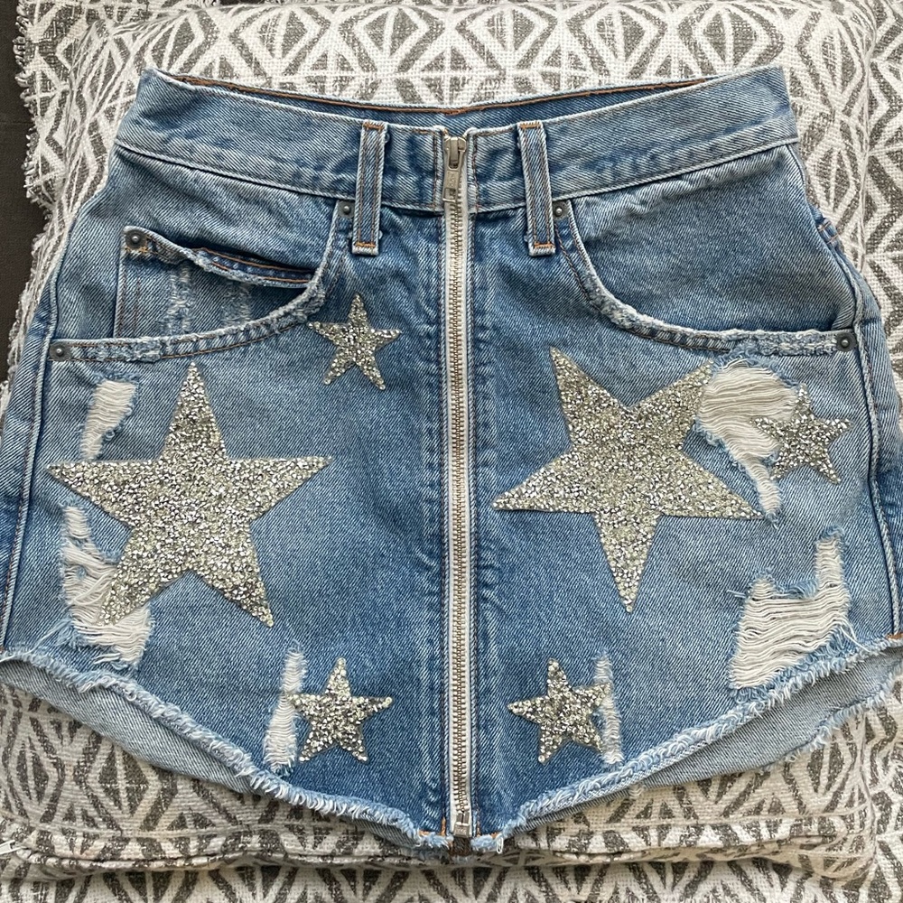 Carmar Jean skirt star pattern